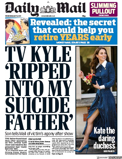 Daily Mail Newspaper Front Page for 15 May 2019