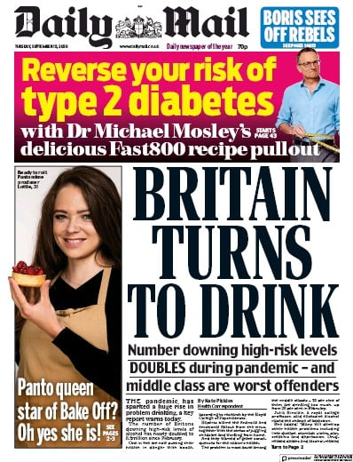 Daily Mail Newspaper Front Page for 15 September 2020