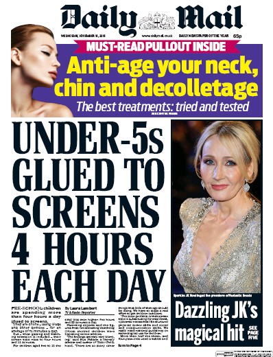 Daily Mail (UK) Newspaper Front Page for 16 November 2016