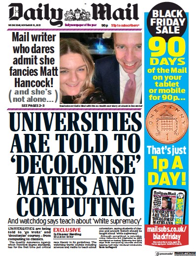 Daily Mail (UK) Newspaper Front Page for 16 November 2022