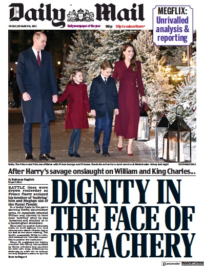 Daily Mail (UK) Newspaper Front Page for 16 December 2022