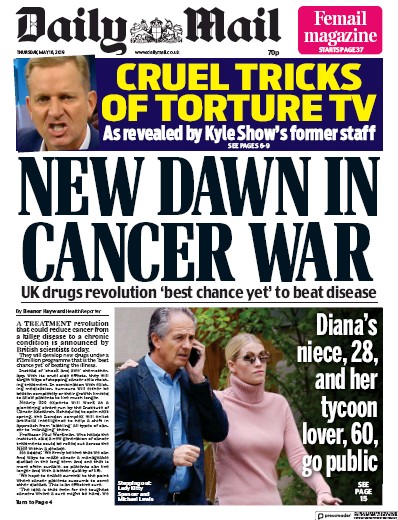 Daily Mail Newspaper Front Page for 16 May 2019