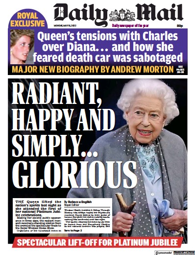 Daily Mail (UK) Newspaper Front Page for 16 May 2022