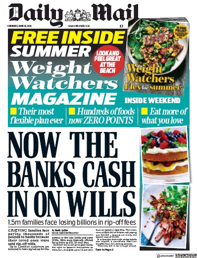 Daily Mail Newspaper Front Page for 16 June 2018