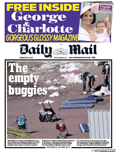 Daily Mail Newspaper Front Page for 16 July 2016