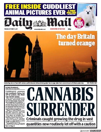Daily Mail Newspaper Front Page for 17 October 2017