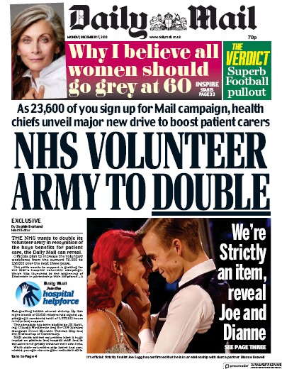 Daily Mail Newspaper Front Page for 17 December 2018