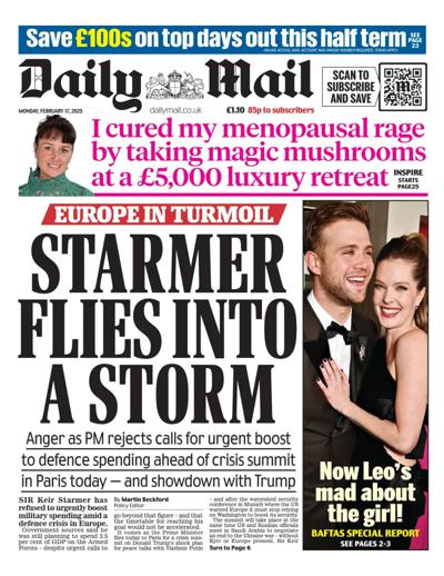 Daily Mail (UK) Newspaper Front Page for 17 February 2025