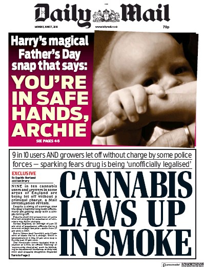 Daily Mail (UK) Newspaper Front Page for 17 June 2019