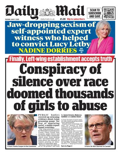 Daily Mail (UK) Newspaper Front Page for 17 June 2025