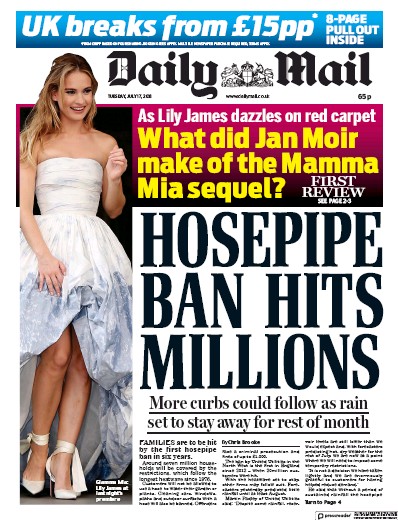 Daily Mail Newspaper Front Page for 17 July 2018