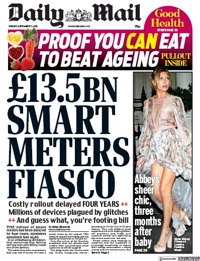 Daily Mail Newspaper Front Page for 17 September 2019