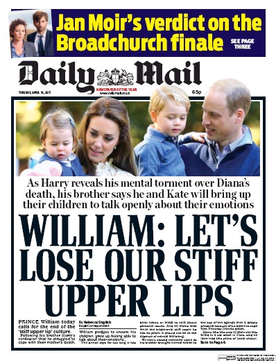 Daily Mail Newspaper Front Page for 18 April 2017