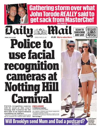 Daily Mail (UK) Newspaper Front Page for 18 July 2025