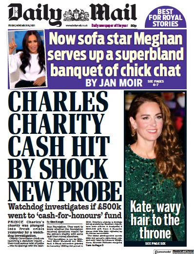 Daily Mail (UK) Newspaper Front Page for 19 November 2021