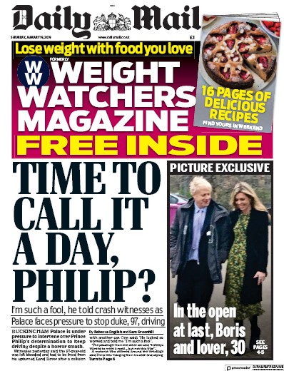 Daily Mail Newspaper Front Page for 19 January 2019