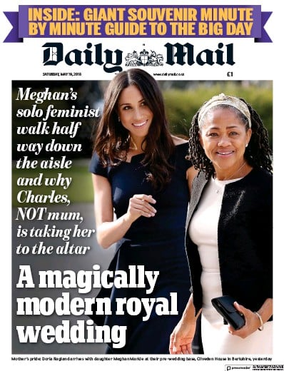 Daily Mail Newspaper Front Page for 19 May 2018