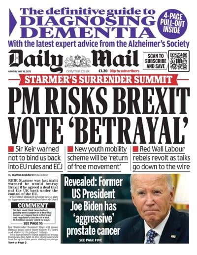 Daily Mail (UK) Newspaper Front Page for 19 May 2025