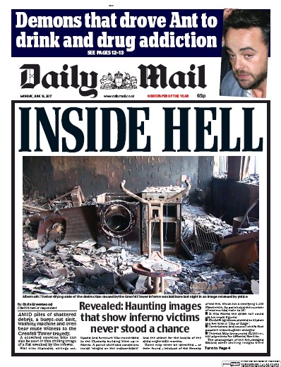 Daily Mail Newspaper Front Page for 19 June 2017