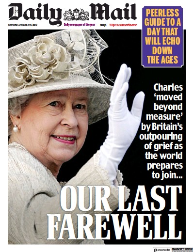 Daily Mail (UK) Newspaper Front Page for 19 September 2022