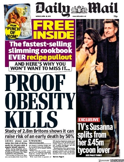 Daily Mail Newspaper Front Page for 1 May 2019