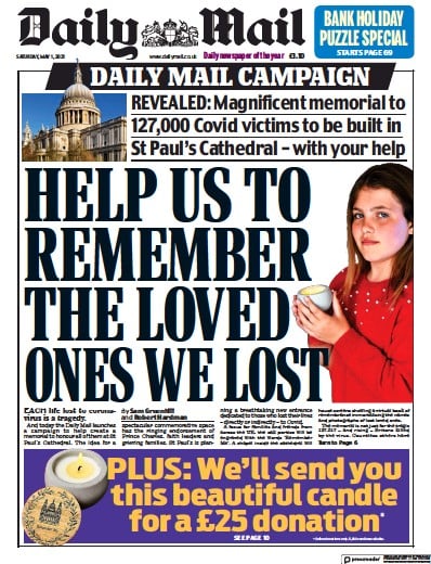 Daily Mail (UK) Newspaper Front Page for 1 May 2021
