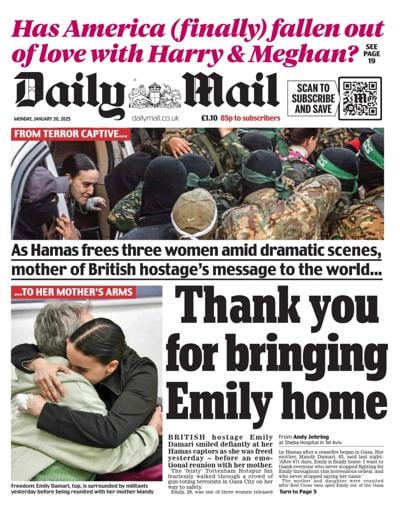 Daily Mail (UK) Newspaper Front Page for 20 January 2025