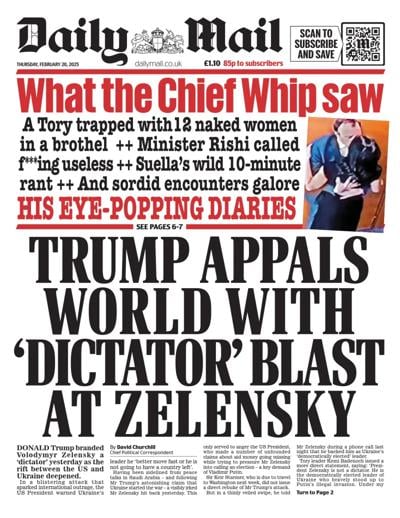 Daily Mail (UK) Newspaper Front Page for 20 February 2025