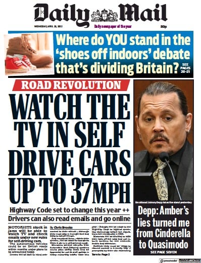 Daily Mail (UK) Newspaper Front Page for 20 April 2022