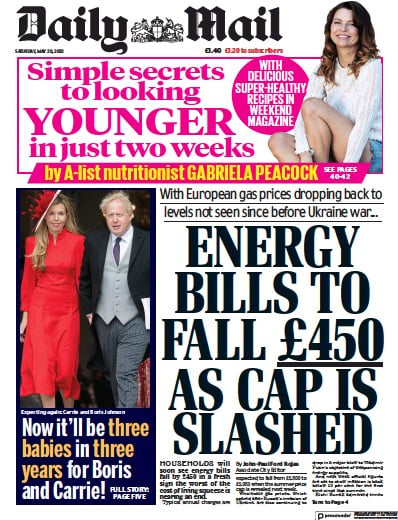 Daily Mail (UK) Newspaper Front Page for 20 May 2023
