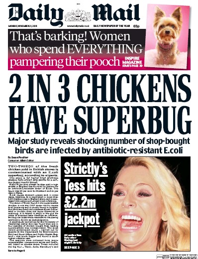 Daily Mail Newspaper Front Page for 21 November 2016