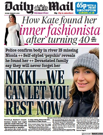 Daily Mail (UK) Newspaper Front Page for 21 February 2023