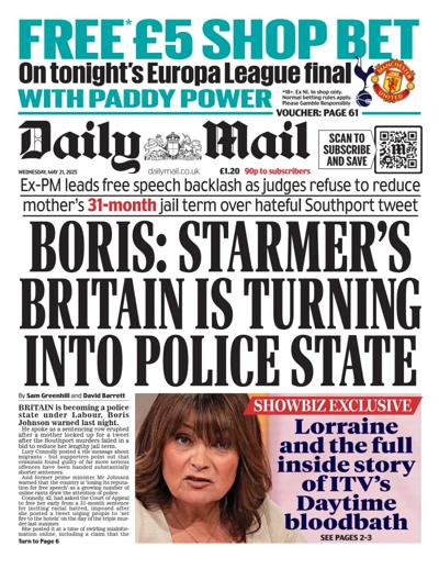 Daily Mail (UK) Newspaper Front Page for 21 May 2025