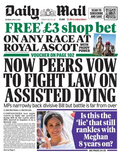 Daily Mail (UK) Newspaper Front Page for 21 June 2025