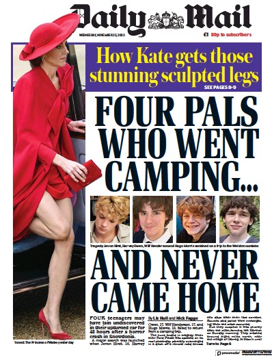 Daily Mail (UK) Newspaper Front Page for 22 November 2023