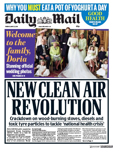 Daily Mail Newspaper Front Page for 22 May 2018