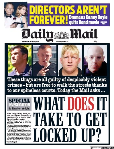 Daily Mail (UK) Newspaper Front Page for 22 August 2018