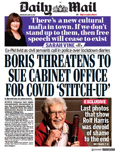 Daily Mail (UK) Newspaper Front Page for 24 May 2023