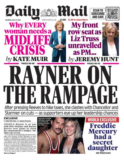 Daily Mail (UK) Newspaper Front Page for 24 May 2025