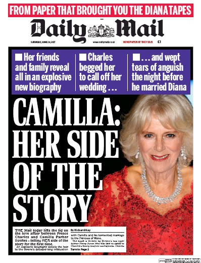 Daily Mail Newspaper Front Page for 24 June 2017
