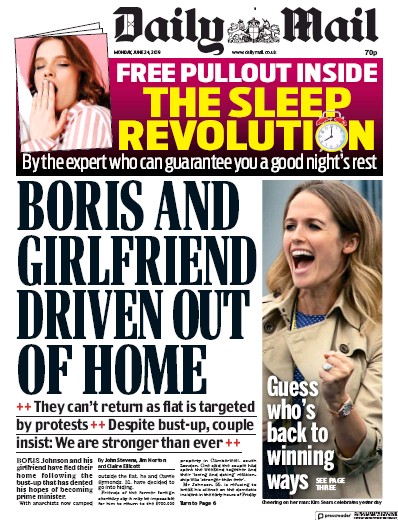 Daily Mail Newspaper Front Page for 24 June 2019
