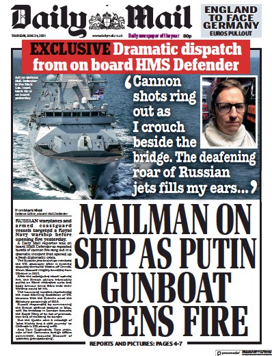 Daily Mail (UK) Newspaper Front Page for 24 June 2021