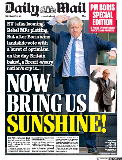 Daily Mail Newspaper Front Page for 24 July 2019