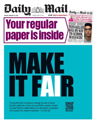 Daily Mail (UK) Newspaper Front Page for 25 February 2025