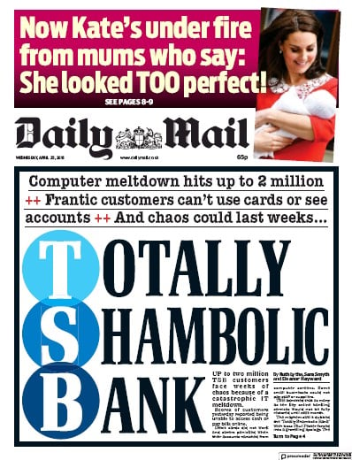 Daily Mail Newspaper Front Page for 25 April 2018