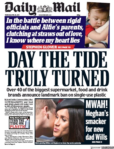 Daily Mail (UK) Newspaper Front Page for 26 April 2018