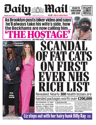 Daily Mail (UK) Newspaper Front Page for 26 May 2025