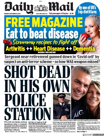 Daily Mail Newspaper Front Page for 26 September 2020