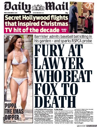 Daily Mail Newspaper Front Page for 27 December 2019