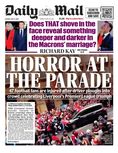 Daily Mail (UK) Newspaper Front Page for 27 May 2025